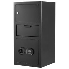 3.6 Cubic Feet Drop Safe, Large Capacity Front Drop Slot Safe Box with Digital Keypad, Heavy Duty 3 Tiers Cash Depository Box with Spare Keys for